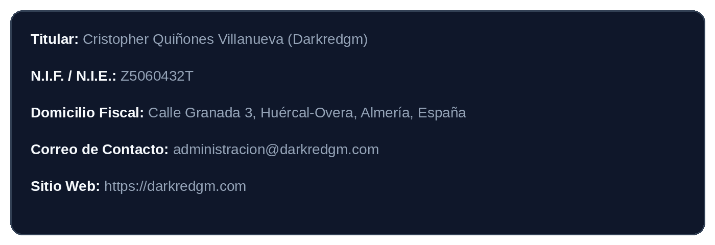 Datos identificativos del titular de Darkredgm